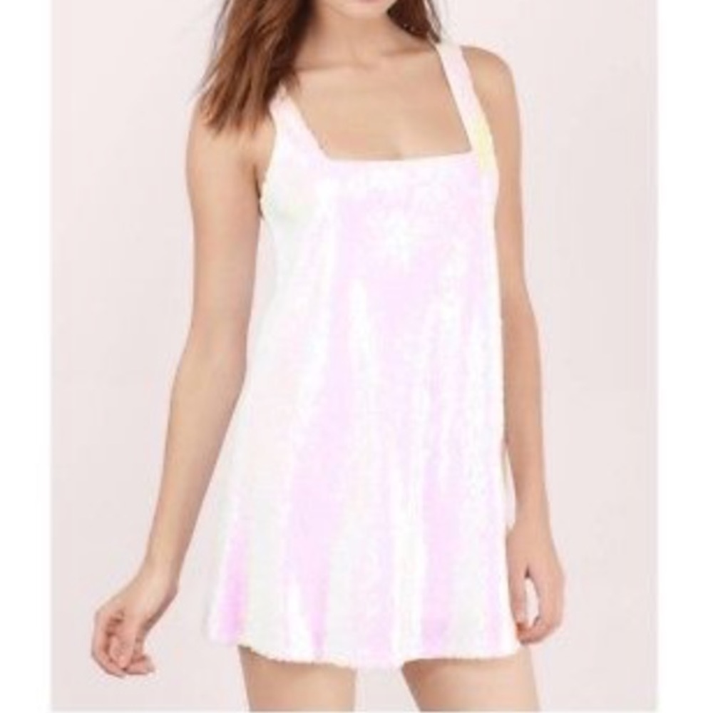 SHOW STOPPER WHITE SEQUIN SHIFT DRESS